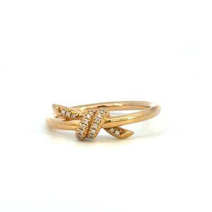 RARE 18K Rose Gold Tiffany & Co. Knot Women's Ring W/ Diamonds Size 5